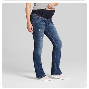 Over Belly Distressed Bootcut Maternity Jeans - Isabel Maternity